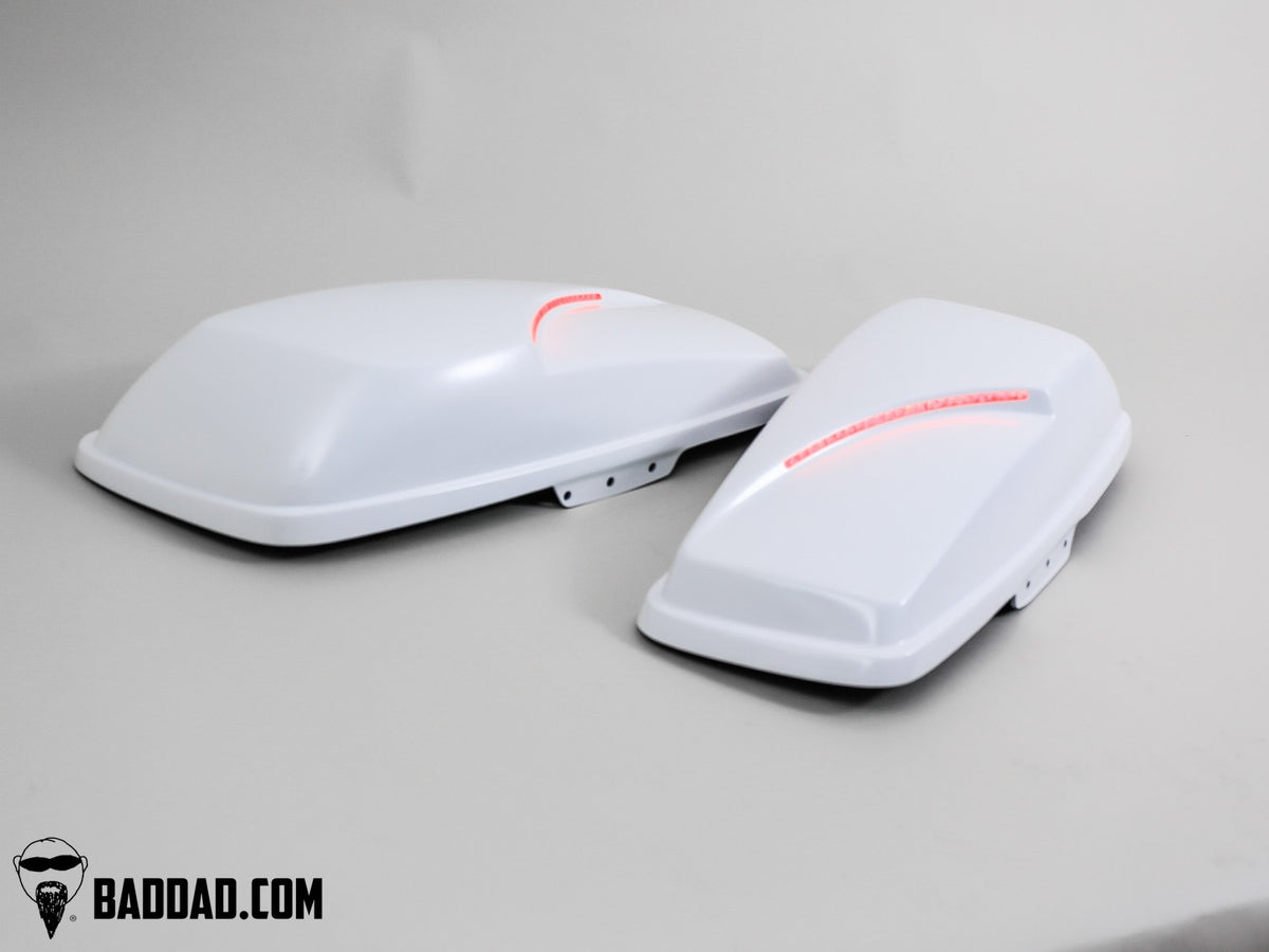 Custom saddlebag lids with LED lighting for Street Glide and Road Glide models