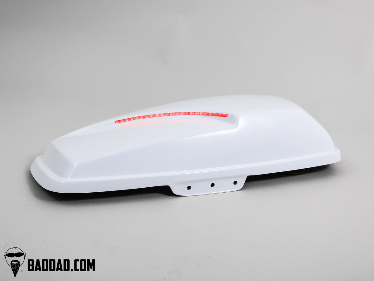 Custom saddlebag lid with LED taillight, fits Road King touring bags