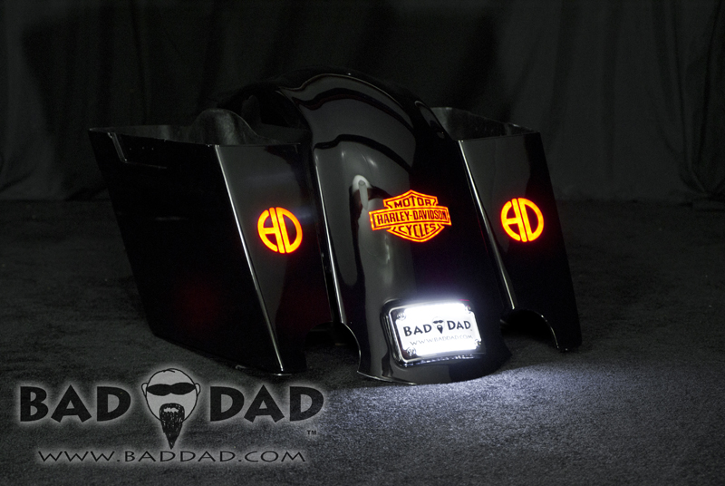 Stretched Saddlebags with Flush Mount Taillights | Bad Dad ... how to wire turn signals on a motorcycle 